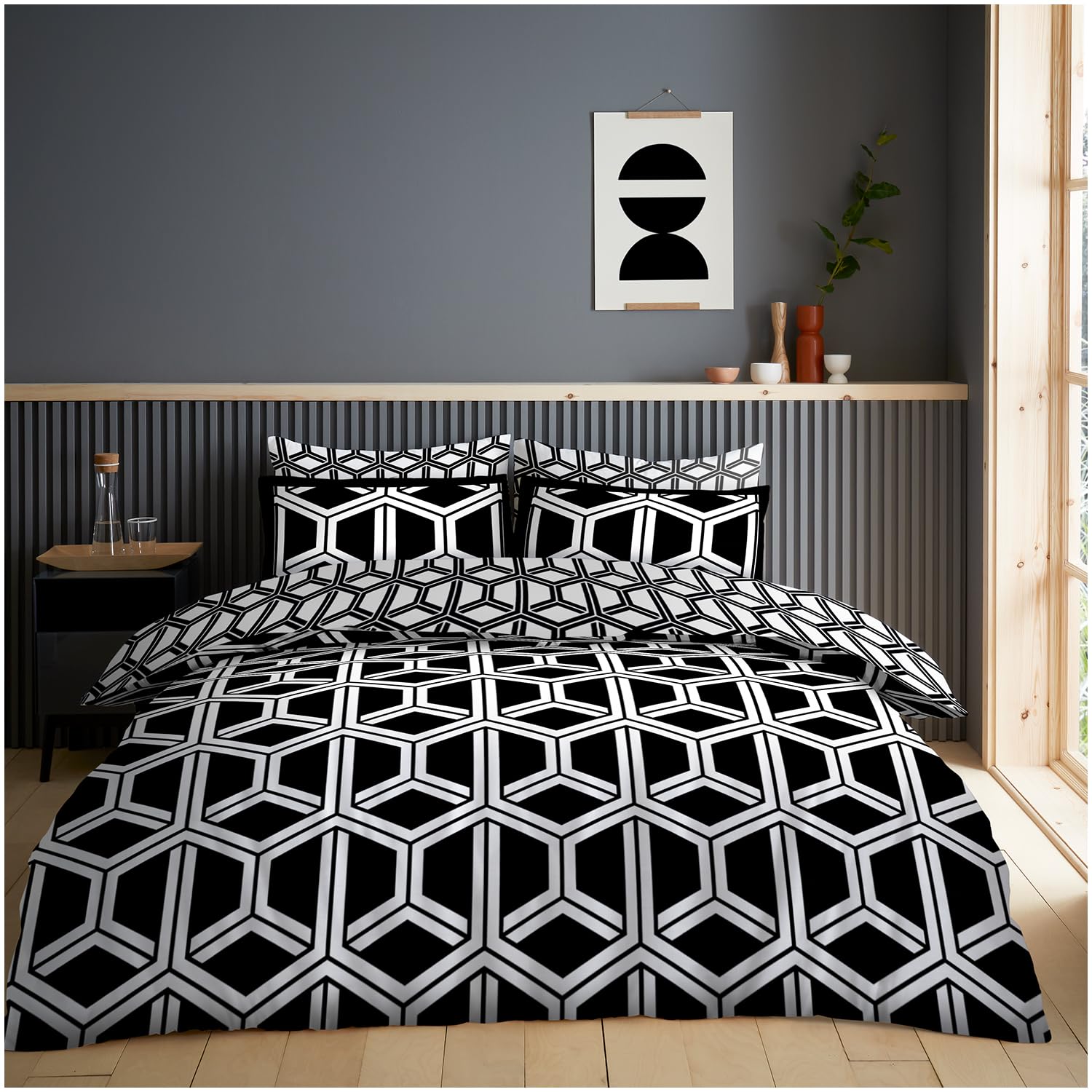 Gc Gaveno Cavailia Printed Hendrix King Duvet Cover With Reversible Bedding Quilt Cover Set With Matching Pillowcases from B&Q