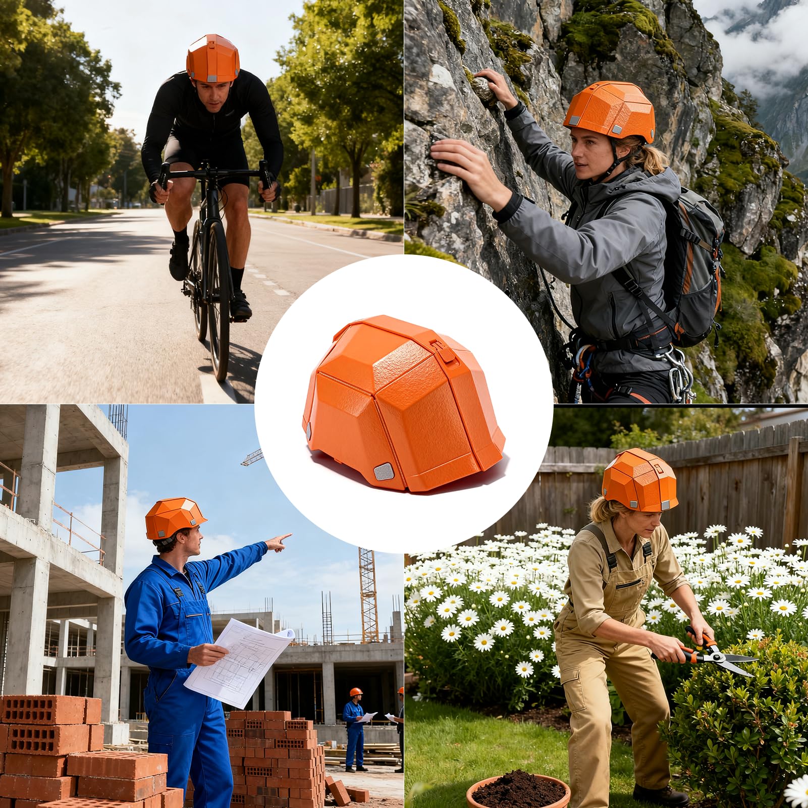 Casco Plegable para Exteriores, Casco De Seguridad Ajustable, Sombrero De Protección para La Cabeza De Plástico, Casco Deportivo Portátil para Montar En Scooter, Trabajo Aéreo, Entrenamiento(Naranja)