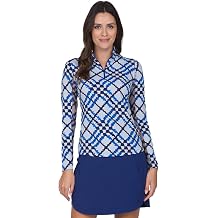 IBKUL Womens Sonika Zip Mock Golf Pullover Blue/Navy M