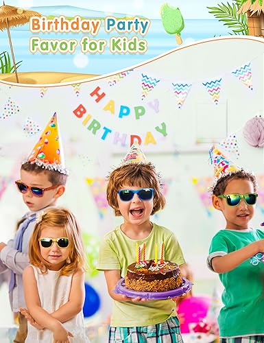 Miniatura 7 de Gafas de sol para niños, regalos de fiesta, gafas de sol para niños y niñas de 3 a 8 años con protección UV 400, lentes de sol de neón para fiesta