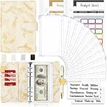 Bible budgétaire avec enveloppes en espèces - 28Pcs Organisateur d'argent pour la budgétisation - Marbre 6-Ring Binder d'économie d'argent (noir)