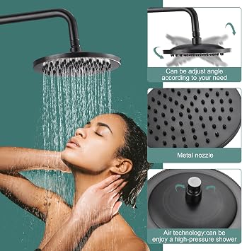Heyalan Exposed Shower System, 8 Inch Rain Head, Handheld,Oil Rubbed Bronze
