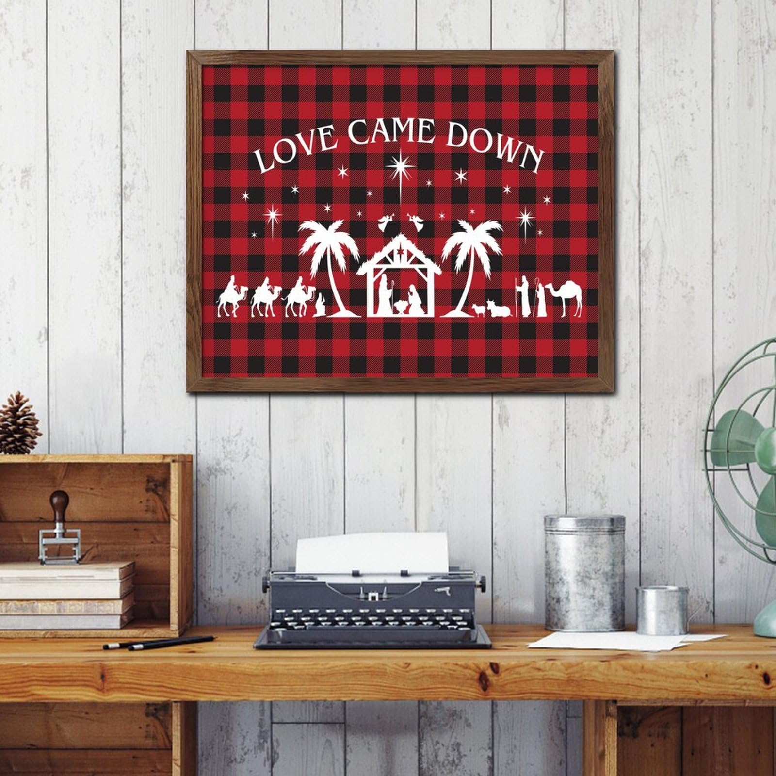 Cartello da parete in legno con scritta "Love Came Down", decorazione artistica da parete personalizzata per cristiani cattolici, segni religiosi, cartello da appendere per tavolo, cucina, porta