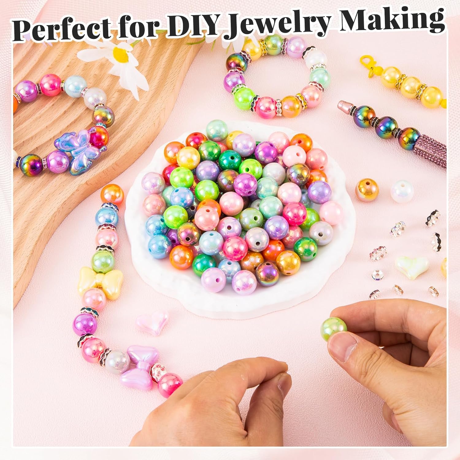 289 Pcs Beads for Pens, 16mm Acrylic Beads, Rainbow Color Pen Bead, Bubblegum Bead for Jewely Making, Bracelet, Beadable Pens, Earring - Image 6