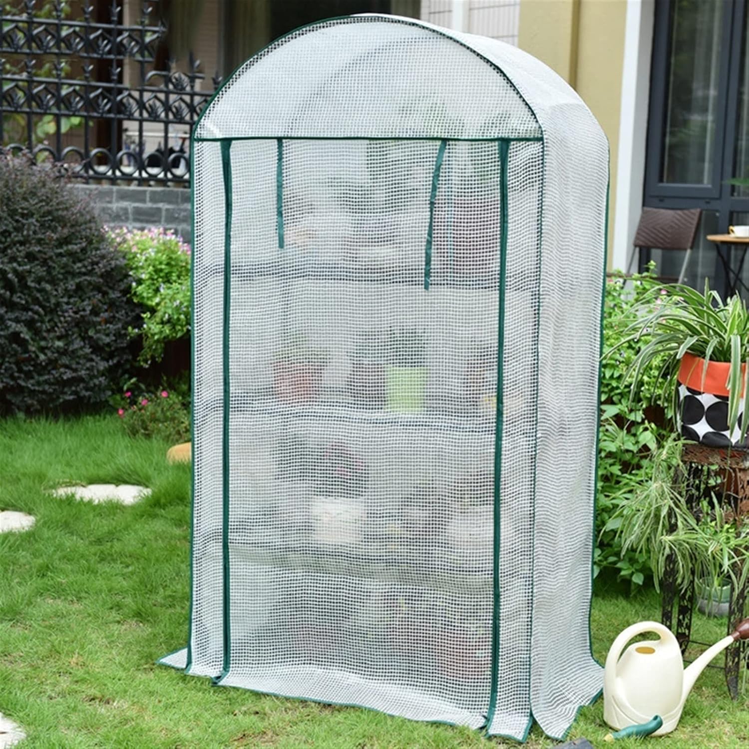 Outdoor Greenhouse,Plastic Warm House,PE Cover with Roll-up Zipper Entry Doors, Garden Plant Hot House,for Patio, Backyard, Nursery, Home Growing ( Color : White )