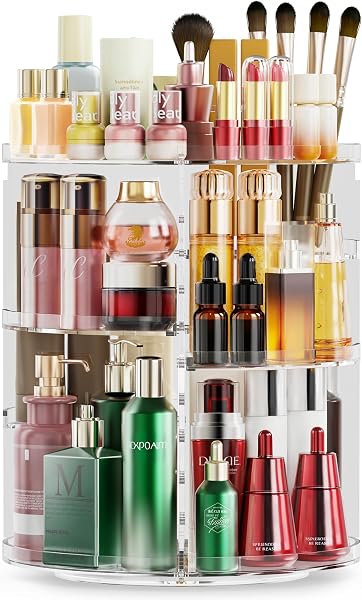 Auxmir organizer girevole per cosmetici trasparente