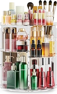 Auxmir Porta Trucchi Rotante a 360°, Organizer Trucchi Multifunzione, Organizzatore Cosmetici 9 Ripiani Regolabili, Grande Capacità, Adatto a Crema Profumo Pennelli per il Trucco (Trasparente)