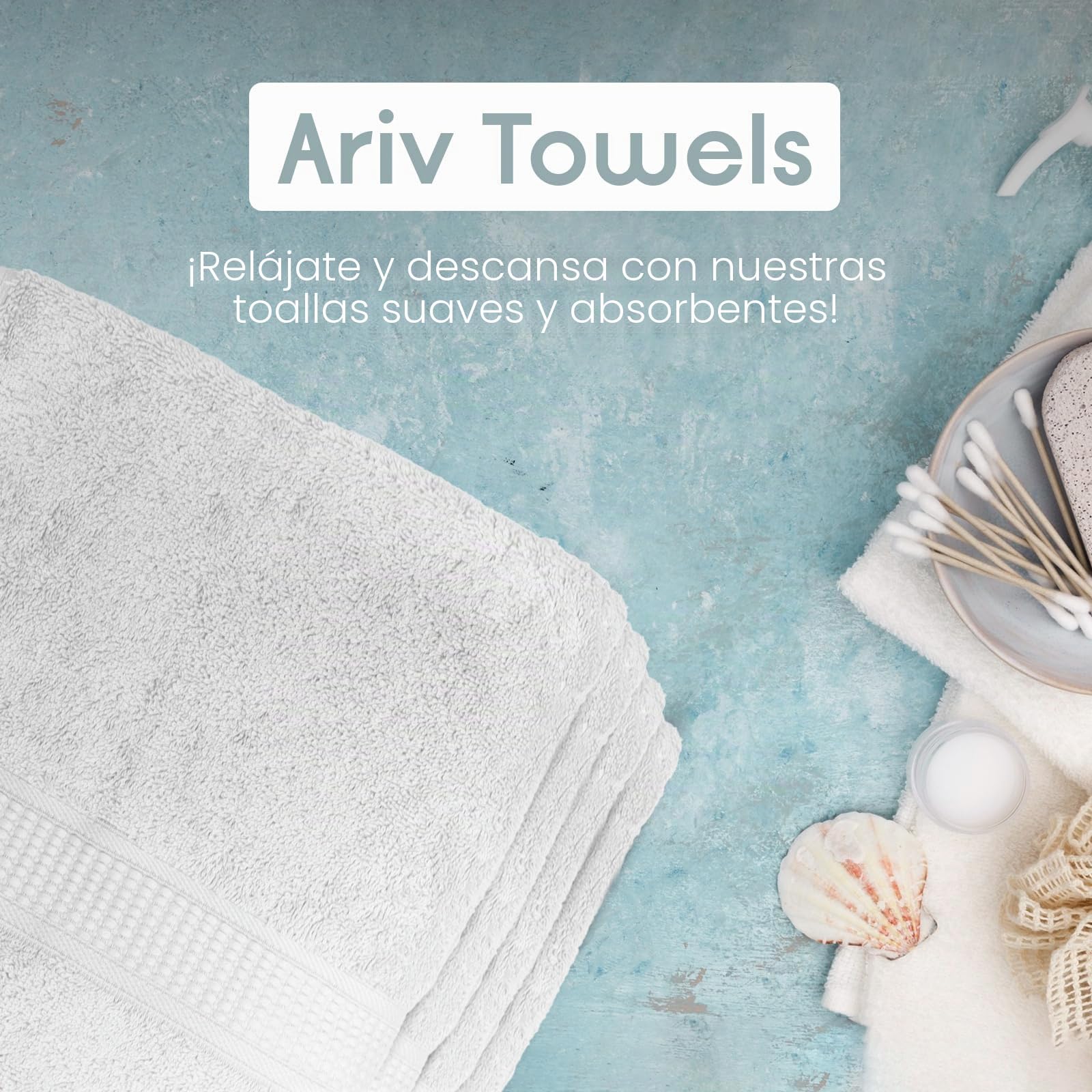 Toallas de baño de algodón y bambú de lujo – Naturales, superabsorbentes y ecológicas, 76,2 x 132 cm
