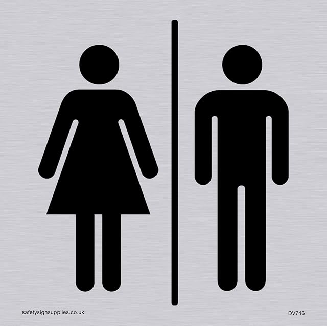 Viking Signs DV746-S85-SV Male & Female Toilet Symbols Only - Door Sign, Vinyl Silver Sticker, 85 mm H x 85 mm W