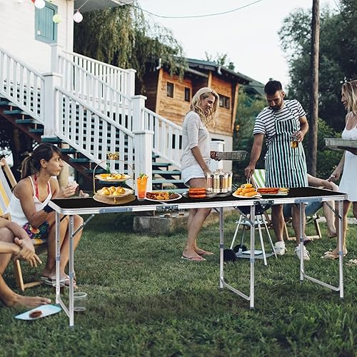 Vista 16 de Outvita Mesa de camping plegable portátil de 2.3 pies, mesa de picnic impermeable al aire libre, maleta ligera de aluminio, mesa plegable