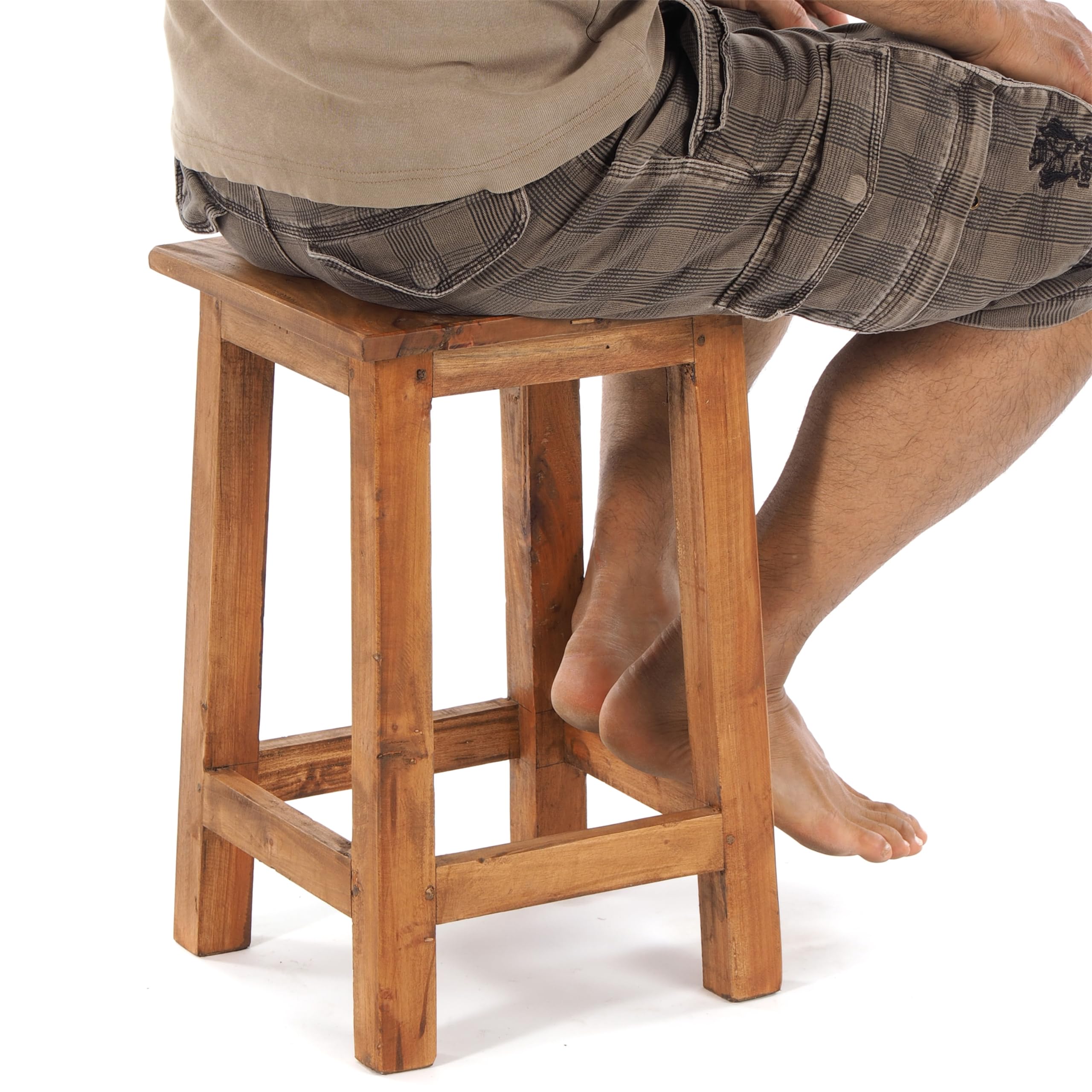 Design Delights Tabouret en bois rustique Madero 48x30x30 cm bois recyclé miel ciré