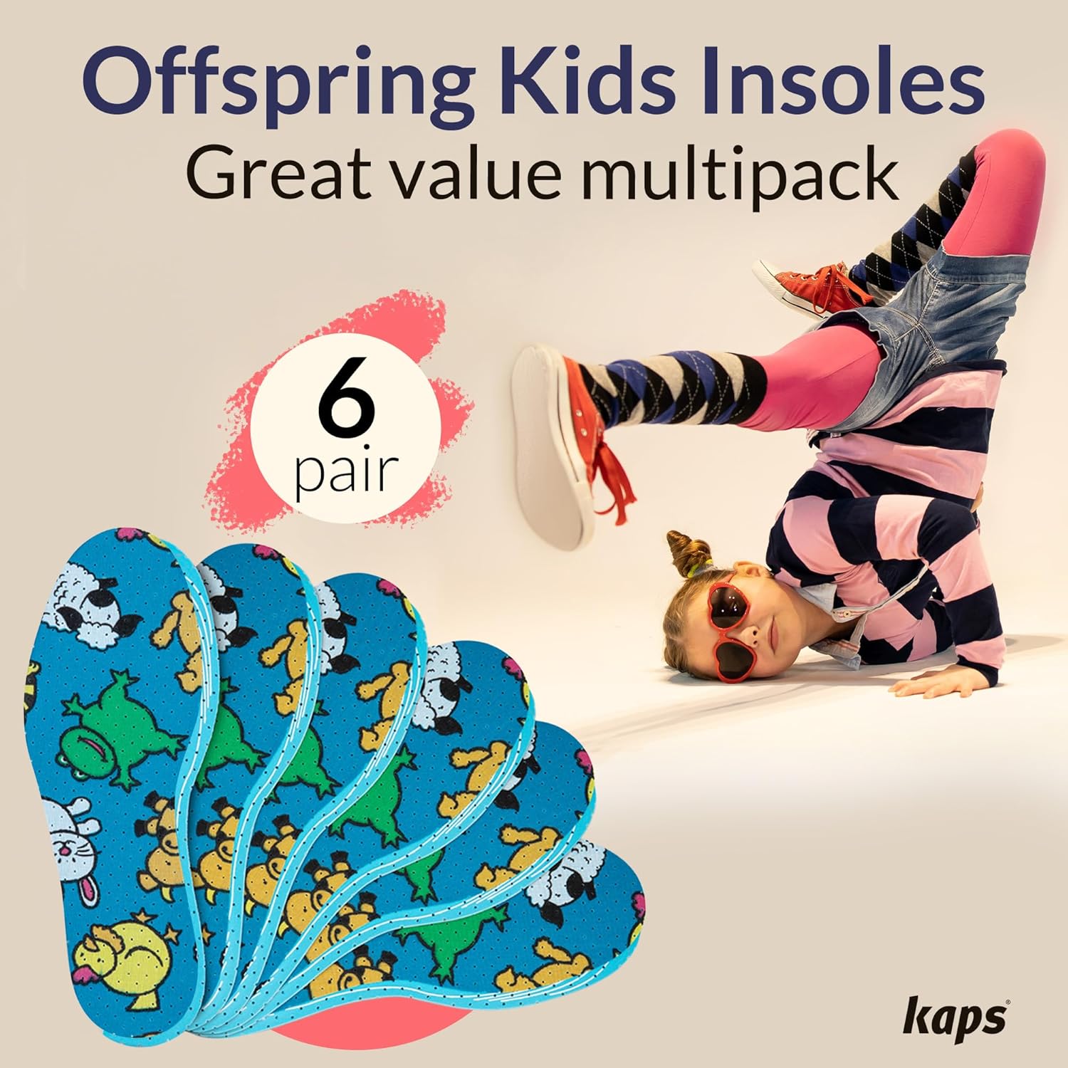 Kids Shoe Insoles | 6 Pairs Pack | Cool Design | Cut to Size | Breathable and Blister preventing | Ensuring Comfort and Freshness |Inserts for Everyday use | Kaps Offspring - Image 2