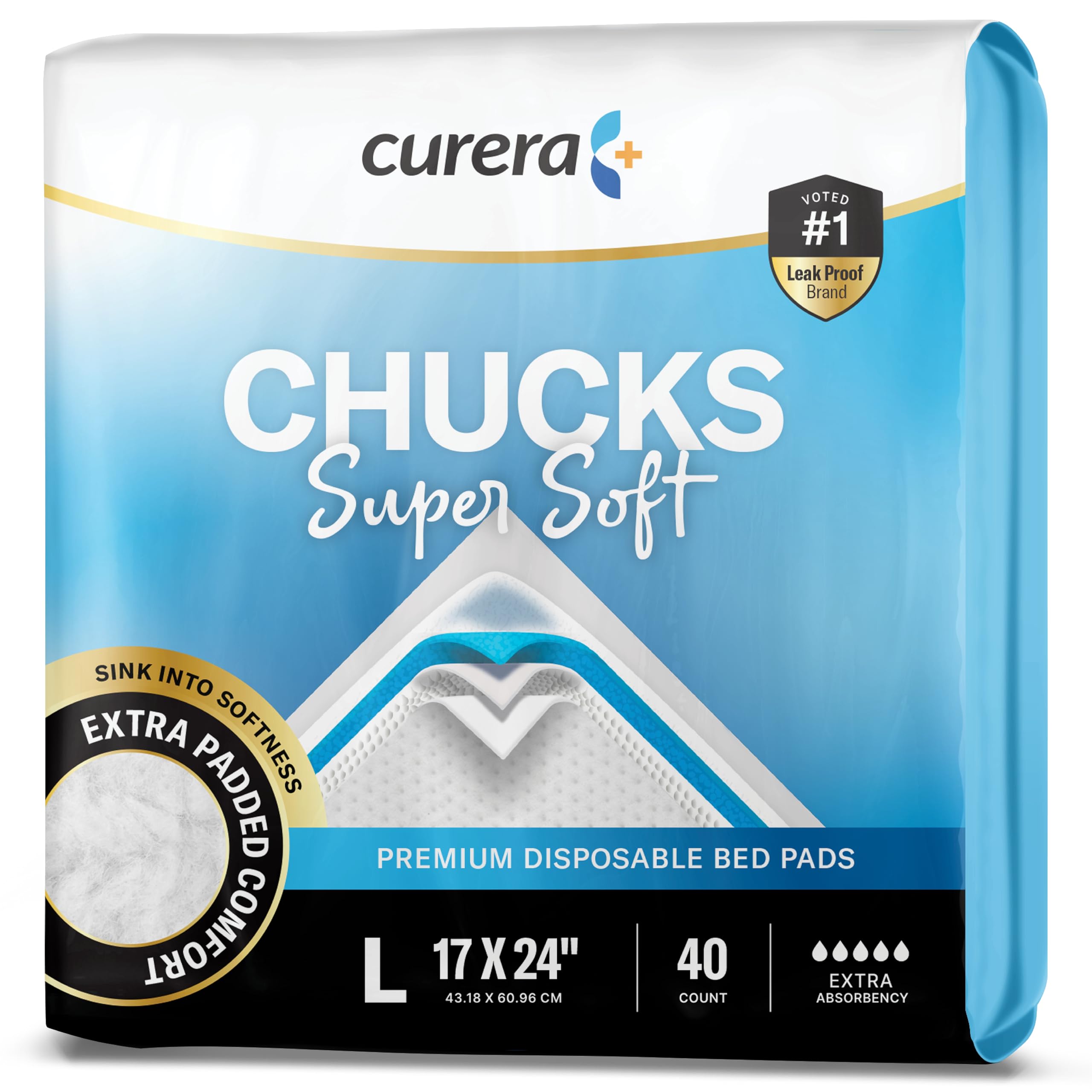 Chucks Super Soft Absorbent Pads 17x24 Underpads - Disposable Diaper Changing Pads - Small Disposable Chucks Pee Pads for Babies & Adults with Soft Top Layer - Extra Absorbency Chux Bed Pad [40 Pads]