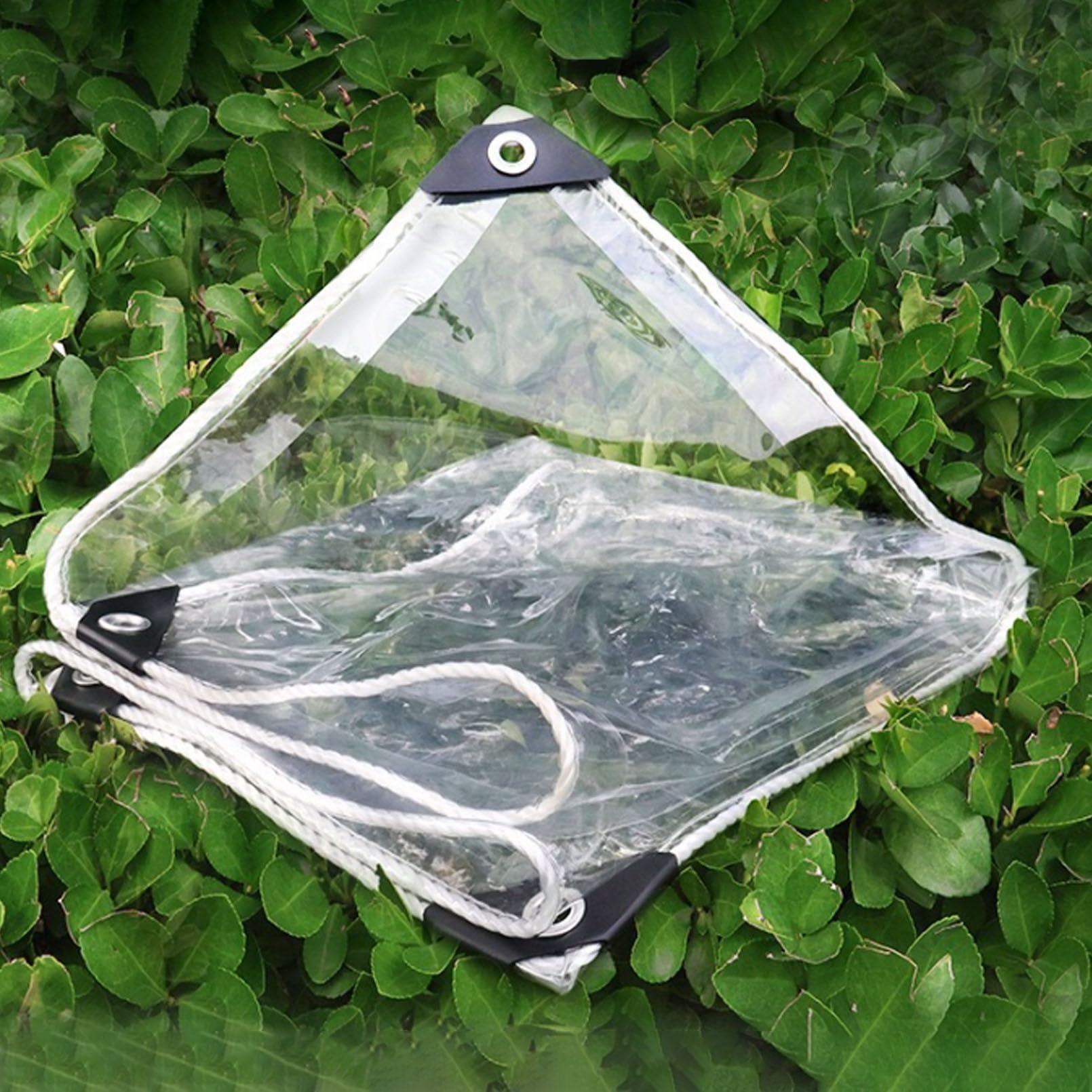 GJZQDKX 420g/m² 2x3m PVC Waterproof Transparent Tarpaulin Tear Resistant & Frost-Resistant Tarp Sheet for Garden Outdoor Plant Greenhouses Weatherproof Cover 0.35mm Thickness 30cm Hole Spacing