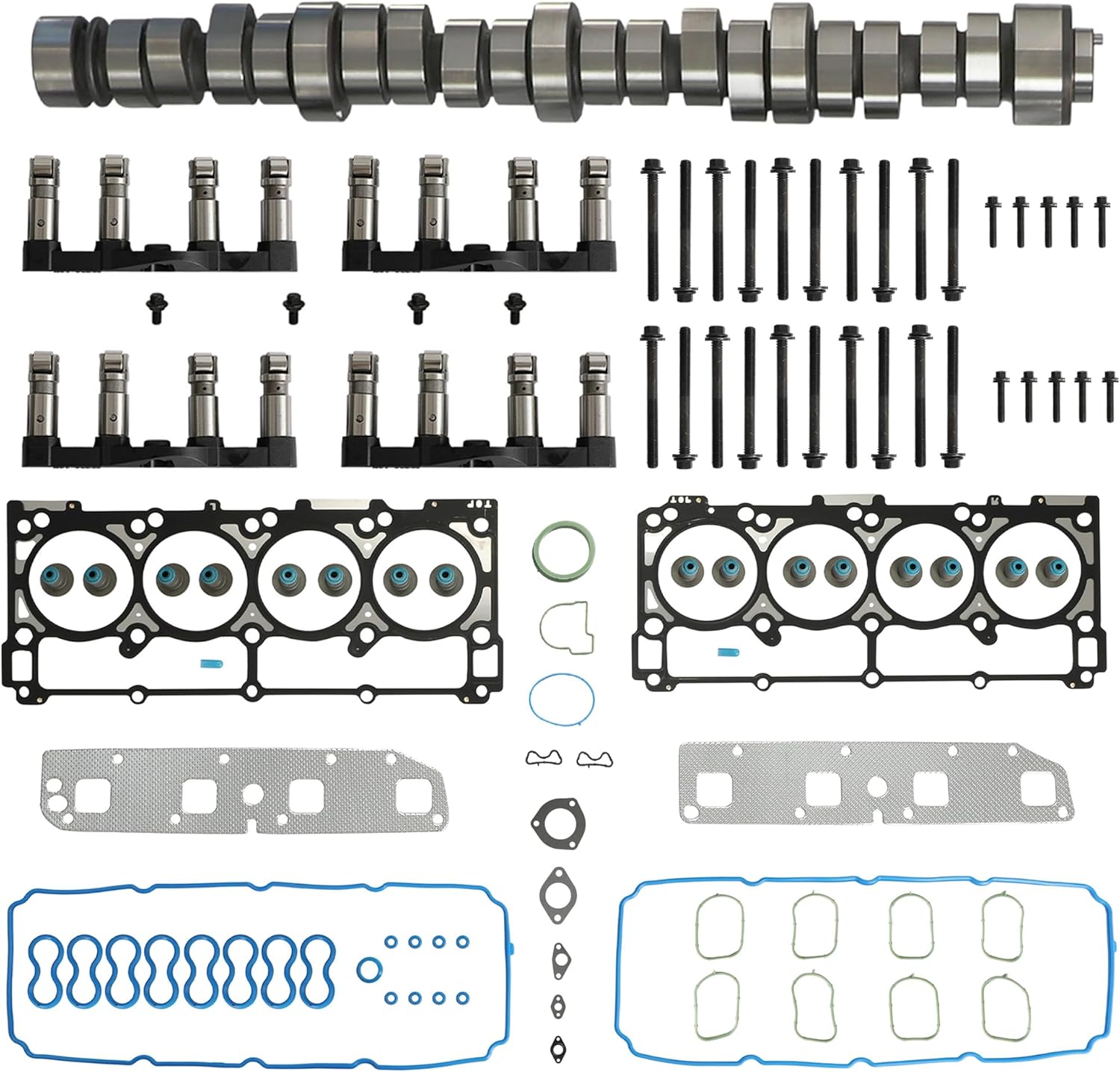 5.7 Hemi MDS Camshaft Lifters with Full Gasket Set Fit for Dodge Ram 1500 2500 3500 Charger Durango Chrysler Aspen 300 Jeep Commander 5.7L 2005-2008 Replace#53022064AA