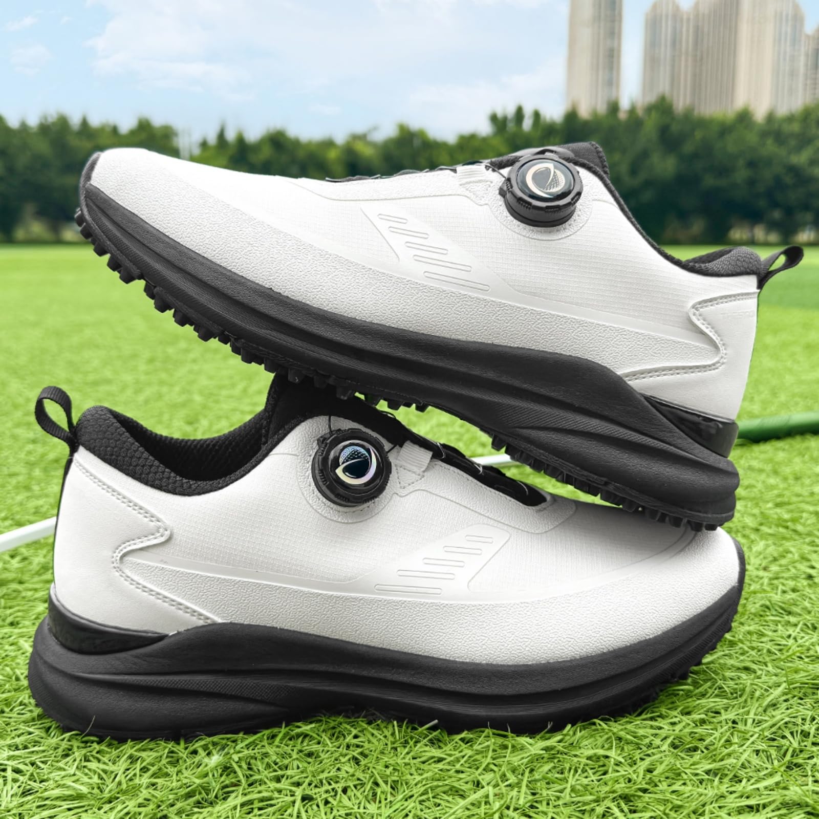 JiuQing Męskie buty golfowe bez kolców lekkie i wygodne miękkie wodoodporne oddychające buty do golfa idealne do chodzenia po polu golfowym
