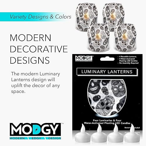 Miniatura 5 de Modgy - Velas luminosas (4 unidades, incluye pilas LED flotantes), ideal para bodas, fiestas, patios y celebraciones
