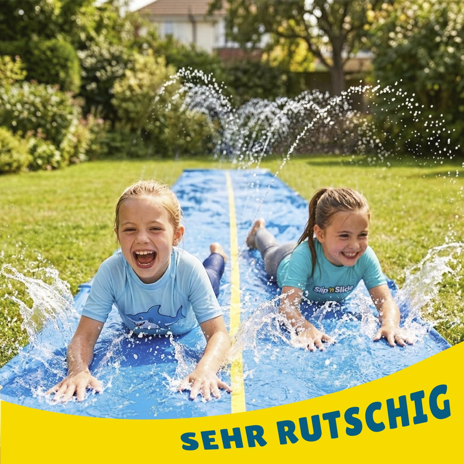 VentriBattle Zweibahn-Rutschmatte Anschließbarer Wasserschlauch 10 Meter PVC Slip'n Slide