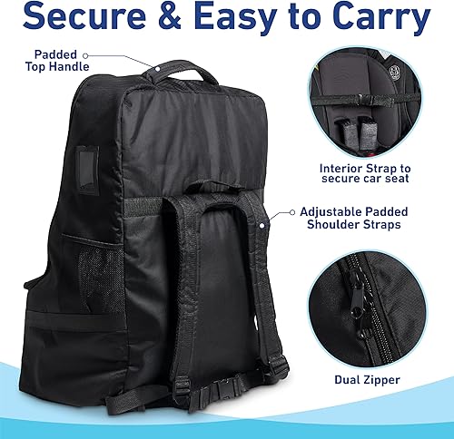 Miniatura 6 de Graco Bolsa de viaje acolchada para asiento de automóvil y mochila transportadora para bebés, mochila grande duradera para asientos de coche y