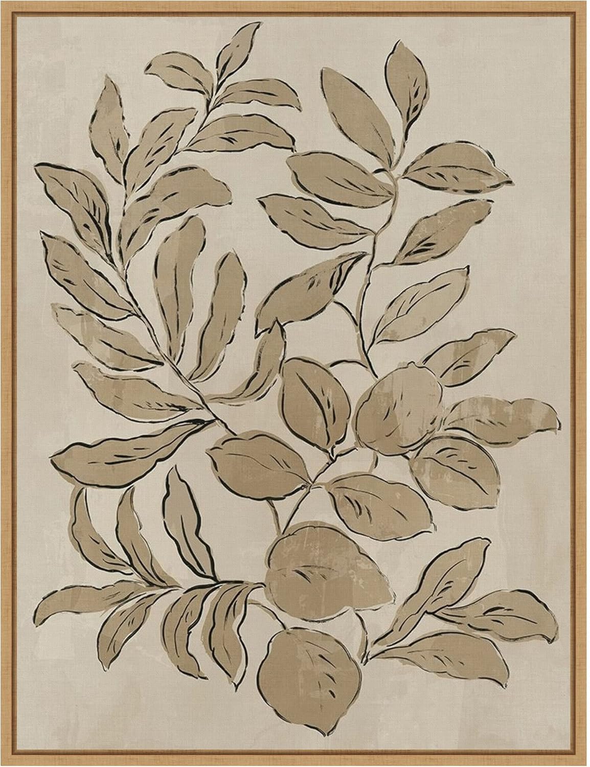 Amanti Art Framed Canvas Wall Art 24x18 Leaves Sketches I by Asia Jensen, Framed Wall Art Canvas, Flowers Artwork, Modern Decor, Medium Poster Painting for Living Room, Bedroom, Bathroom, Kitchen,