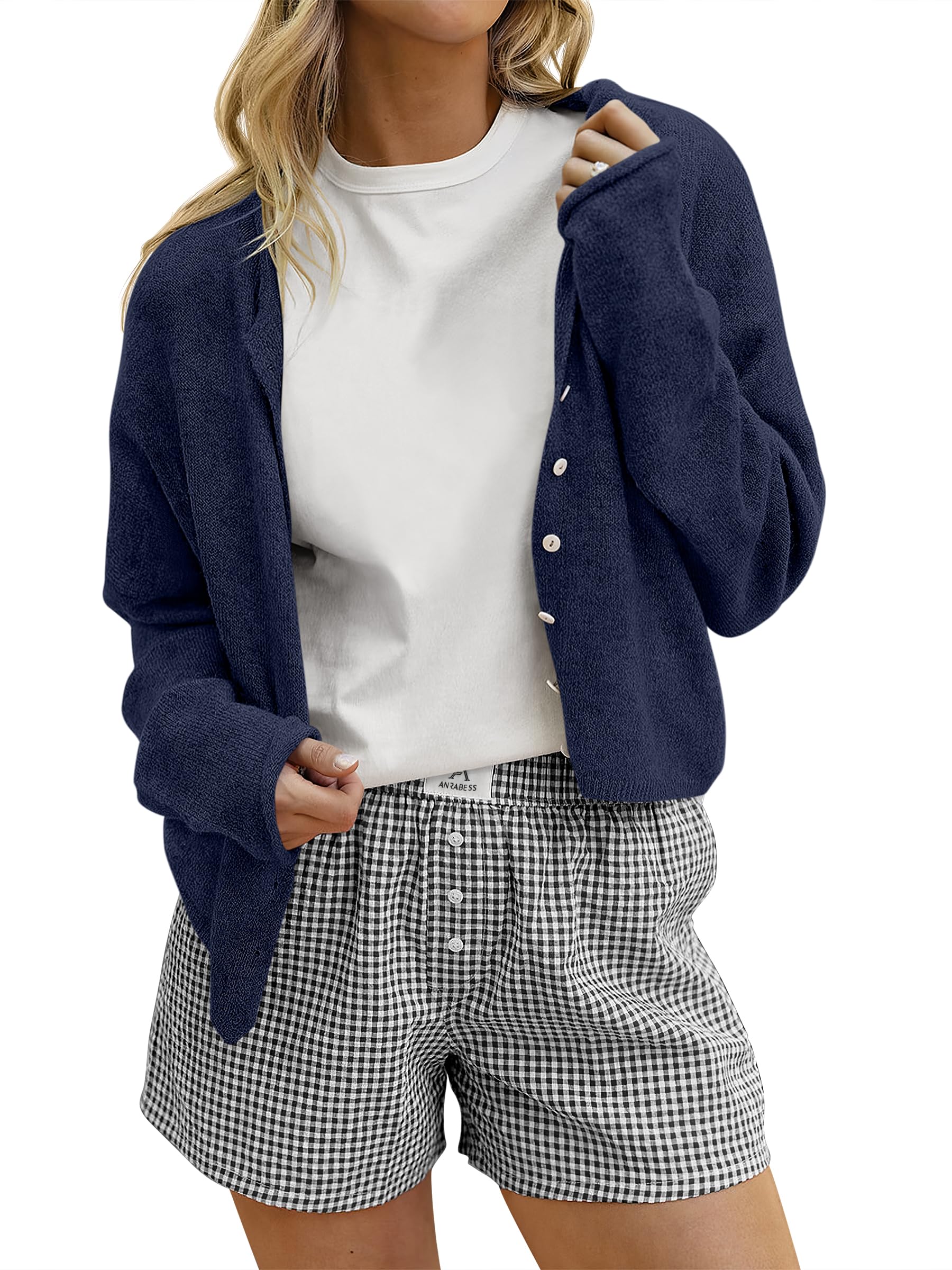 ANRABESS Cardigan Sweaters for Women Oversized Button Down Long Sleeve Cardigans 2025 Fall Outfits Travel Holiday Clothes