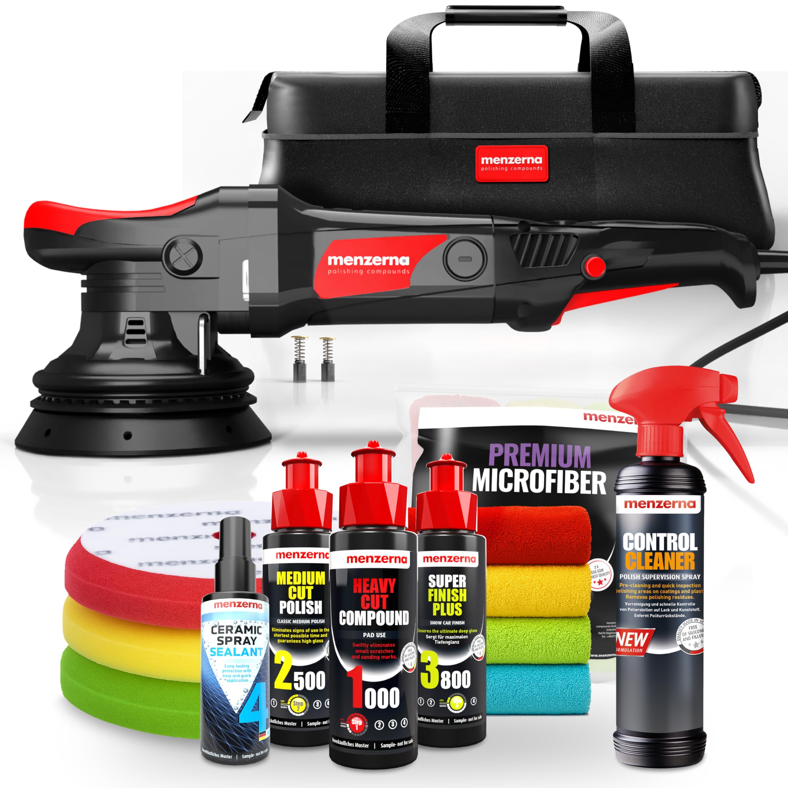 Menzerna MZ-XR, polisseuse excentrique, 720 W, 6 vitesses, kit complet