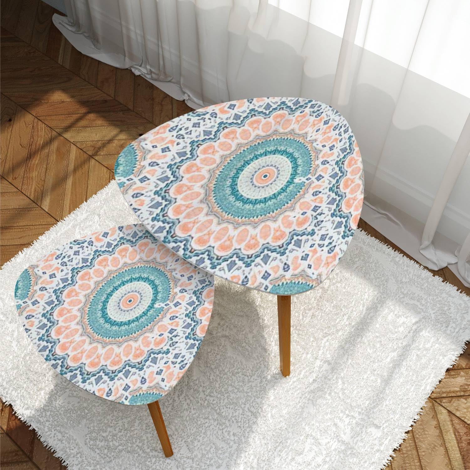 Adornos de mesa de mandalas de madera