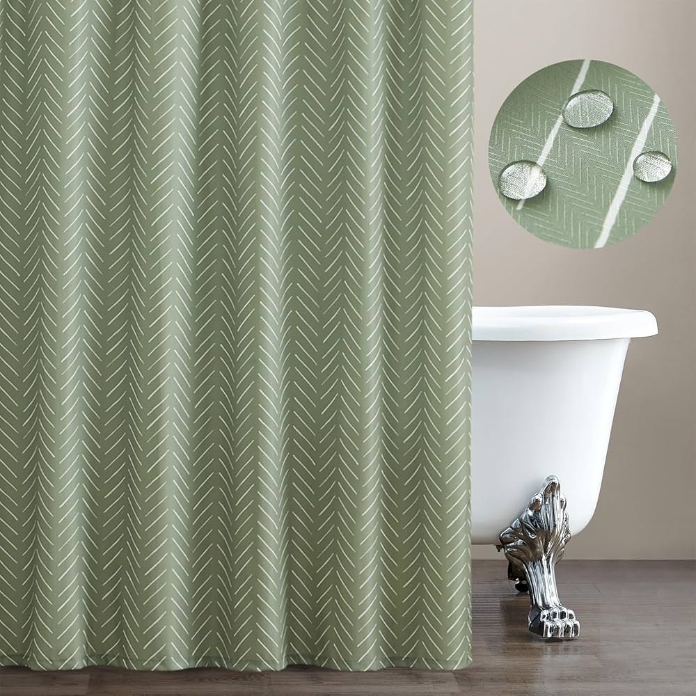 Amazon.com: jinchan Sage Green Shower Curtain with White