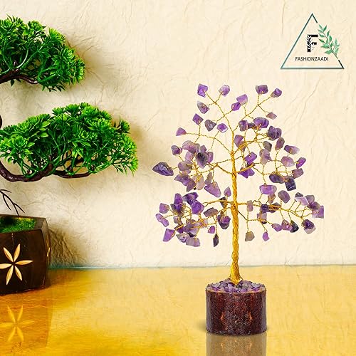 Miniatura 6 de FASHIONZAADI Árbol de dinero bonsái de amatista, árbol de dinero de cristal Feng Shui, piedras preciosas de chakras, cristales curativos de buena