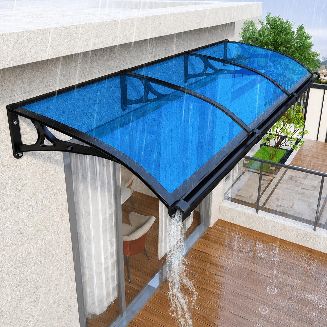 Door Canopy, Front Door Canopy with Drainage Groove, UV & Rain Protection