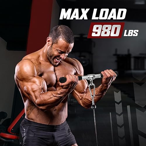 Miniatura 5 de Yes4All Cable Machine Attachment, Double D Handle & Tricep Rope Cable Attachment, Weight Machine Accessories Load 880 LB for Home Gym