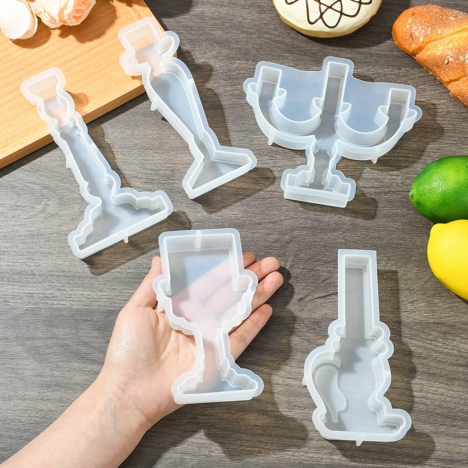 UR URLIFEHALL 5 Pcs Silicone Candle Holder Moulds Candlestick Shaped Epoxy Resin Casting Moulds for Crafts DIY Candles Ornament Table Decor - Image 4