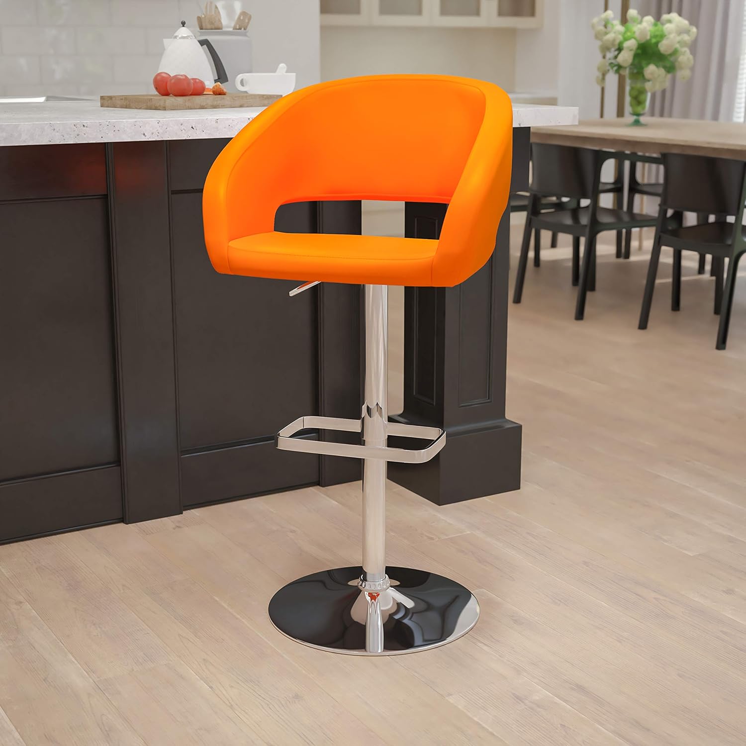 Flash Furniture Contemporary Orange Vinyl Adjustable Height