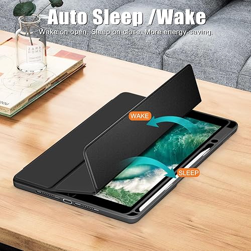 Miniatura 2 de Para Apple iPad de 987 generación de 10.2 pulgadas (202120202019), cubierta trasera transparente de TPU a prueba de golpes con soportesoporte para