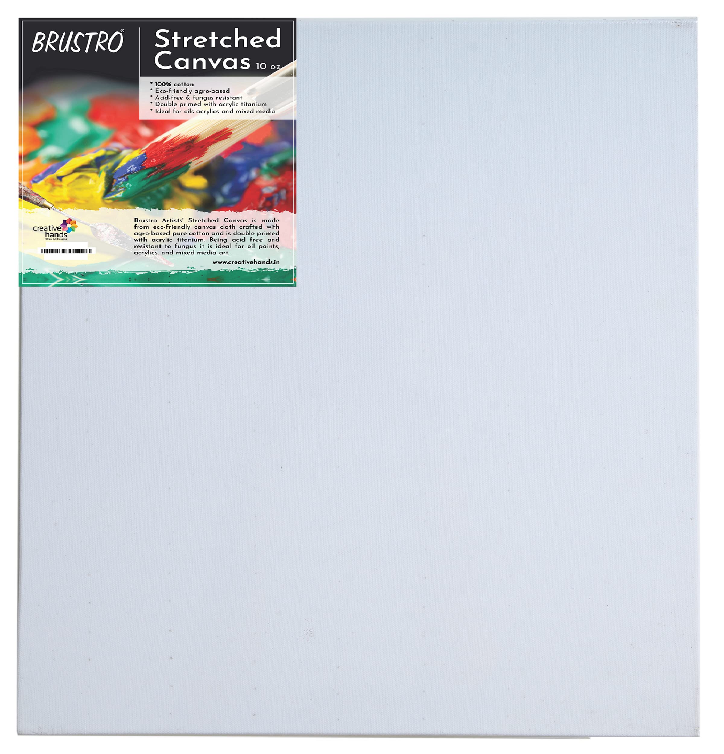 Brustro Artists Stretched Cotton Canvas 24"x24" | Medium Grain, Oil Painting, Strudy, Zero Percolation, Acrylic, Ideal for Fine Art Students, Professionals.