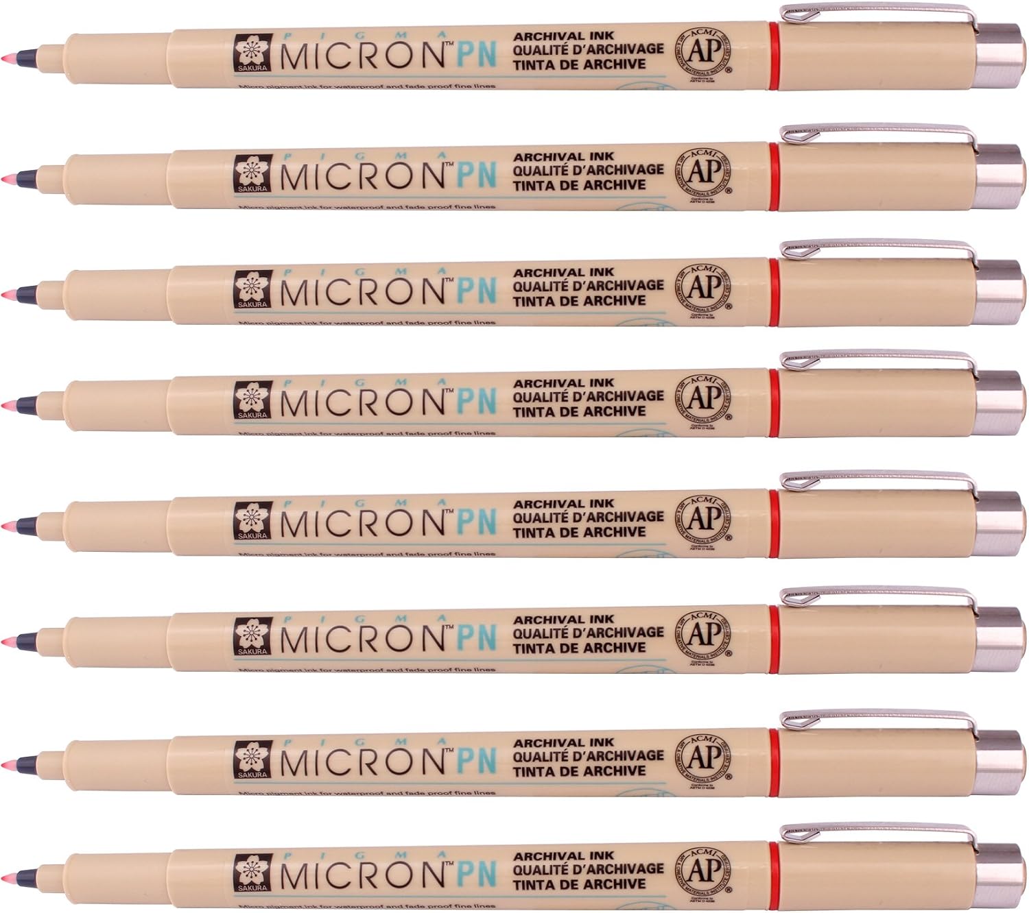 Sakura Pigma Micron Fine Line Pen High Light and Soft Head Pen Manga Drawing- Assorted 8 Pens Set (Red, PN-8 Pens)