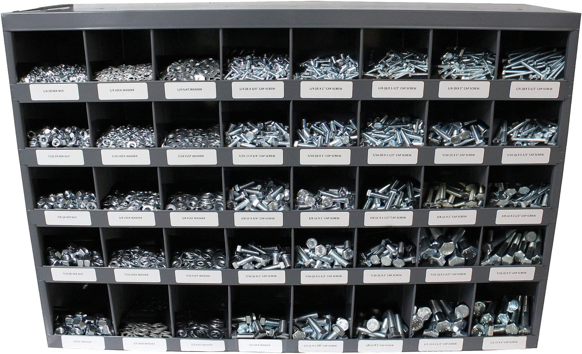 4500 Piece ZINC Plated Grade 5 Bolt, LOCKNUT, NUT and Washer Assortment. Comes with A Durham 40 Hole BIN 1/4-3/4
