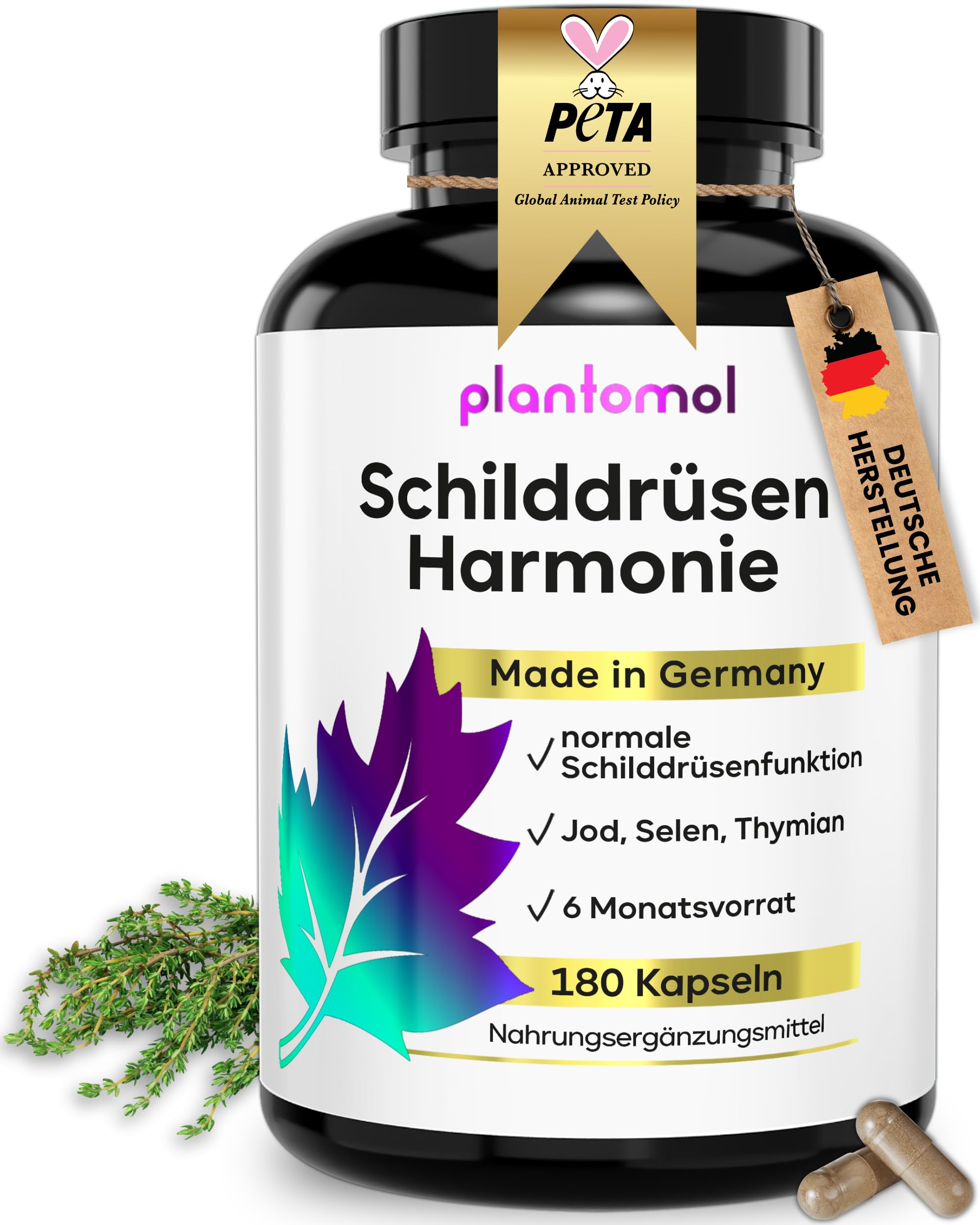 HALBJAHRESVORRAT Schilddrüsen Komplex - 180 Jod Selen Kapseln bei Schilddrüsenunterfunktion - Selen Jod Komplex für eine normale Schilddrüsenfunktion - Schilddrüsen Harmonie