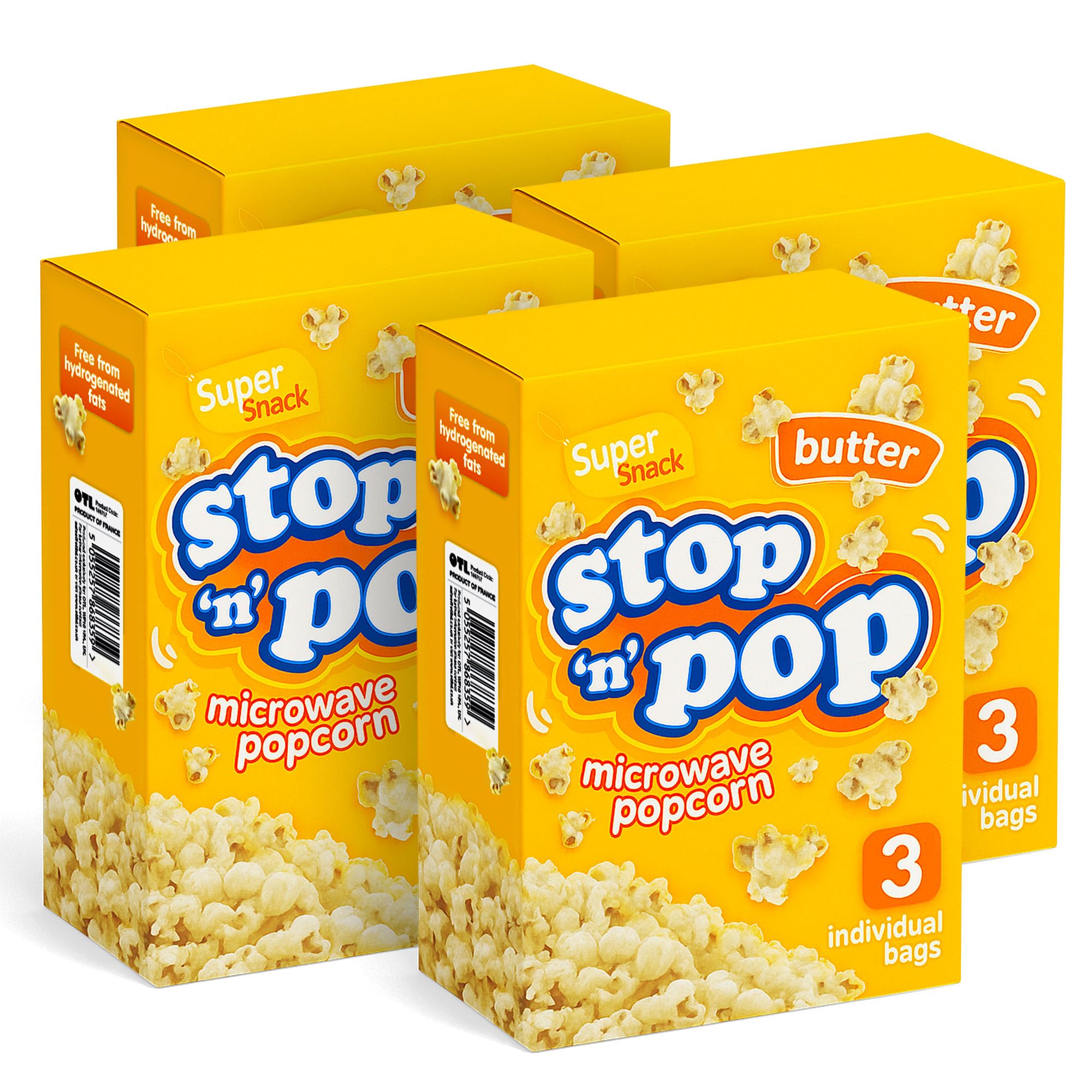 SOL 12pk x 85g Stop 'n' Pop Microwave Popcorn, Butter Flavoured Pop Corn Kernels, Ready in Minutes Tasty Snack for Family Movie Nights, Easy to Prepare, Ideal for Sharing Fun Moments at Home