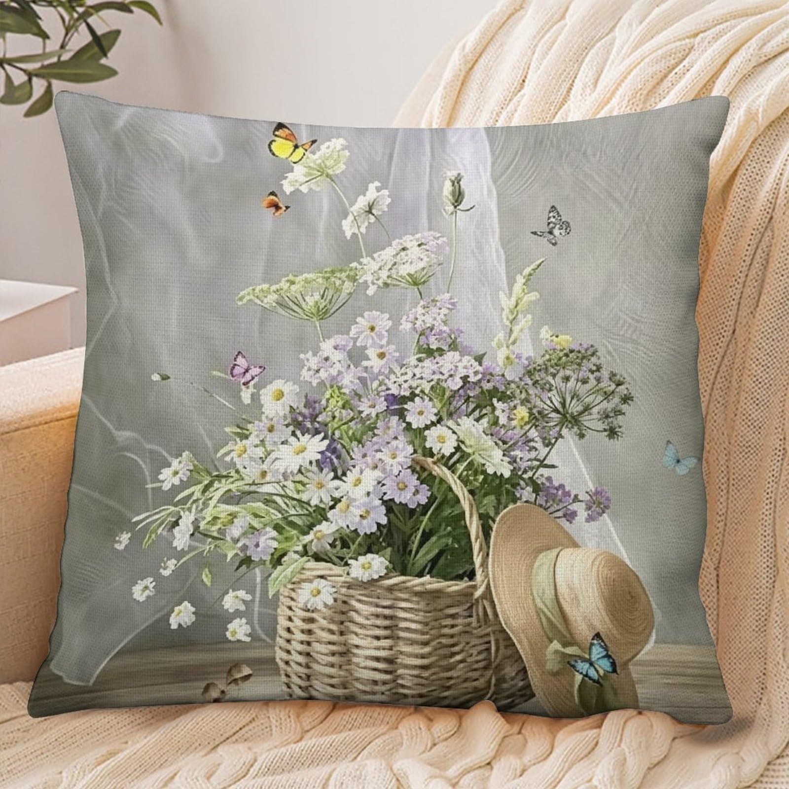 Fekiloot Style Daisy And Butterfly Pillowcase Pillow Sham Pillow Case