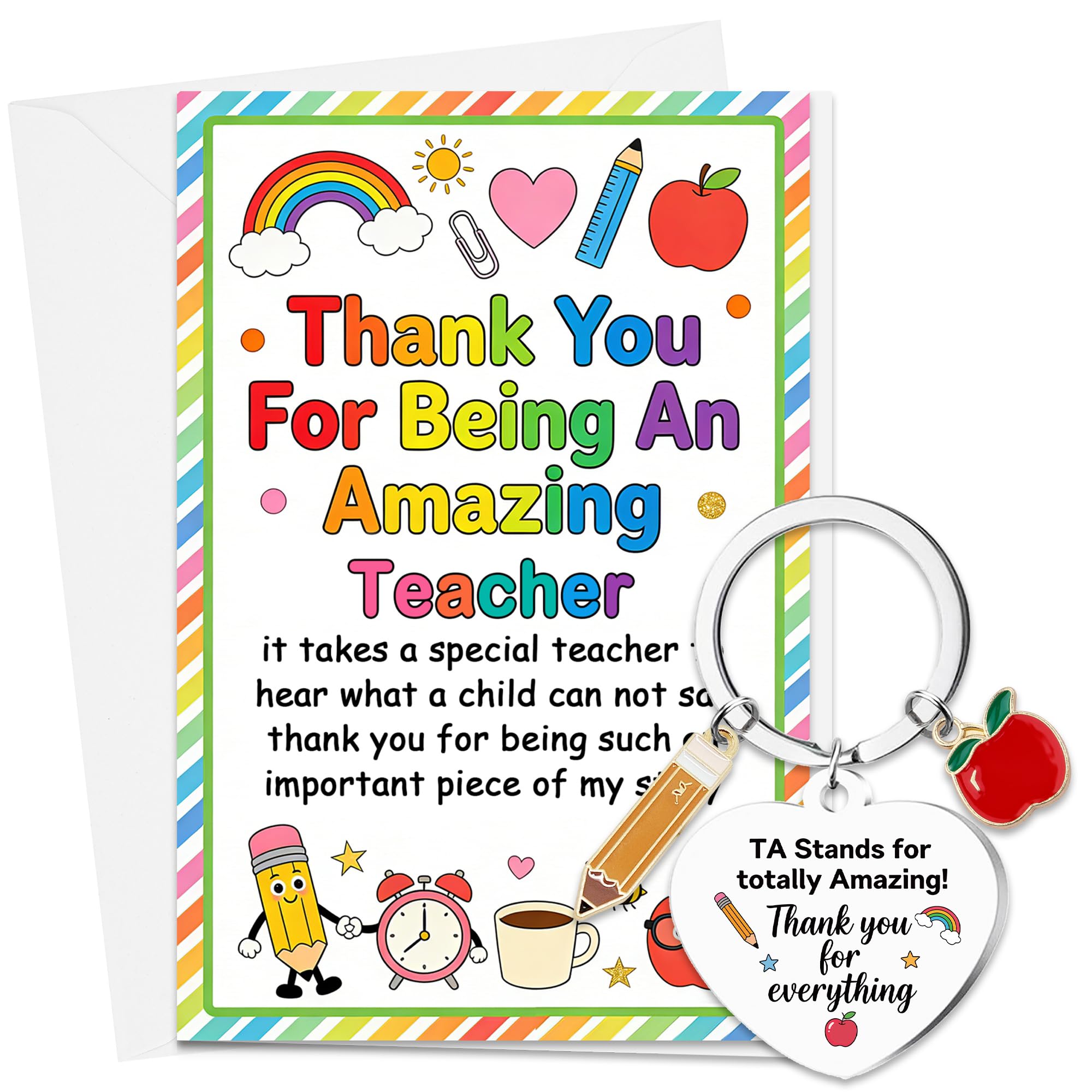 Teacher Thank You Card and Keyring Gifts, Teacher Appreciation Gift