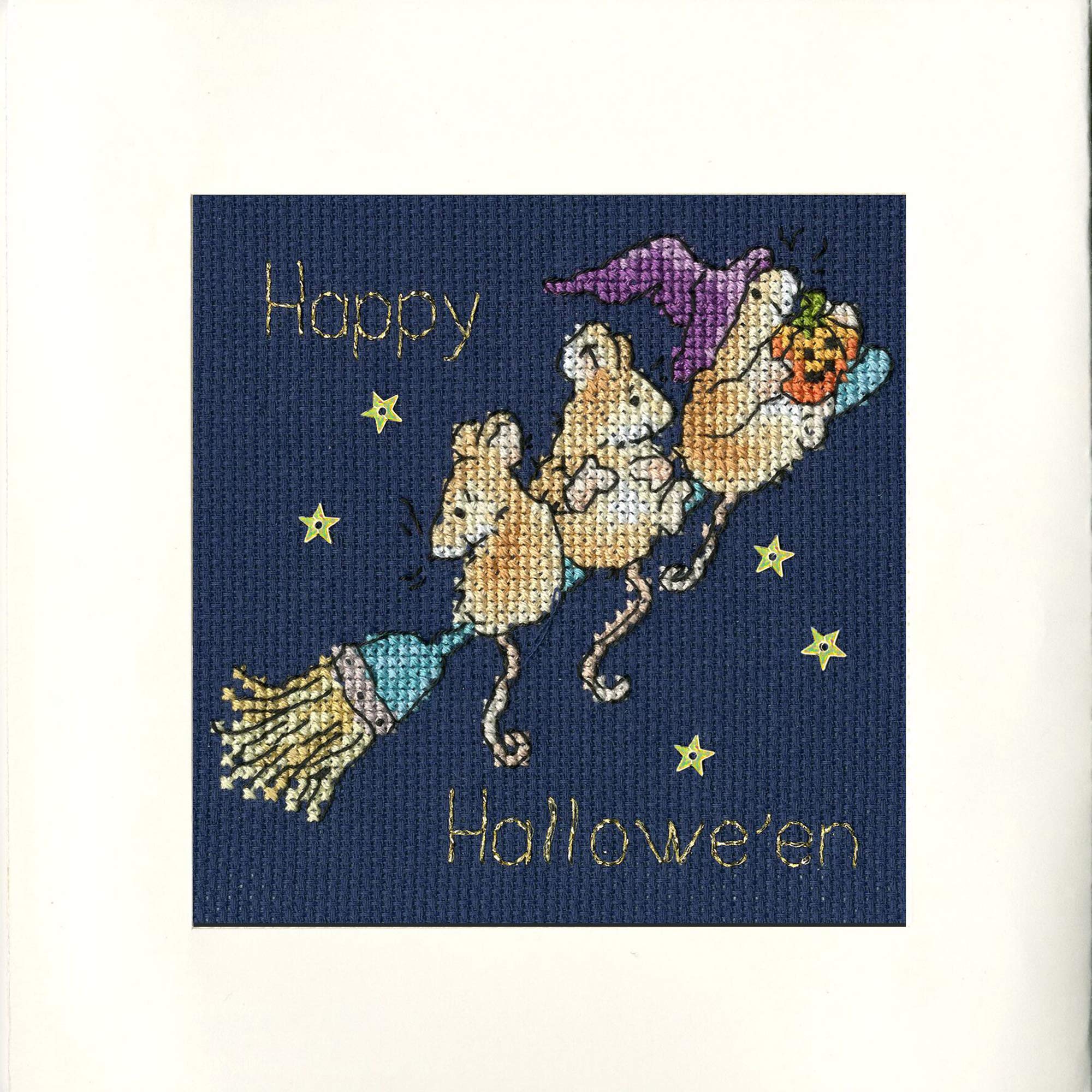 Bothy Threads Gold,Navy Cross Stitch Kit - Greeing Card - Starry Night