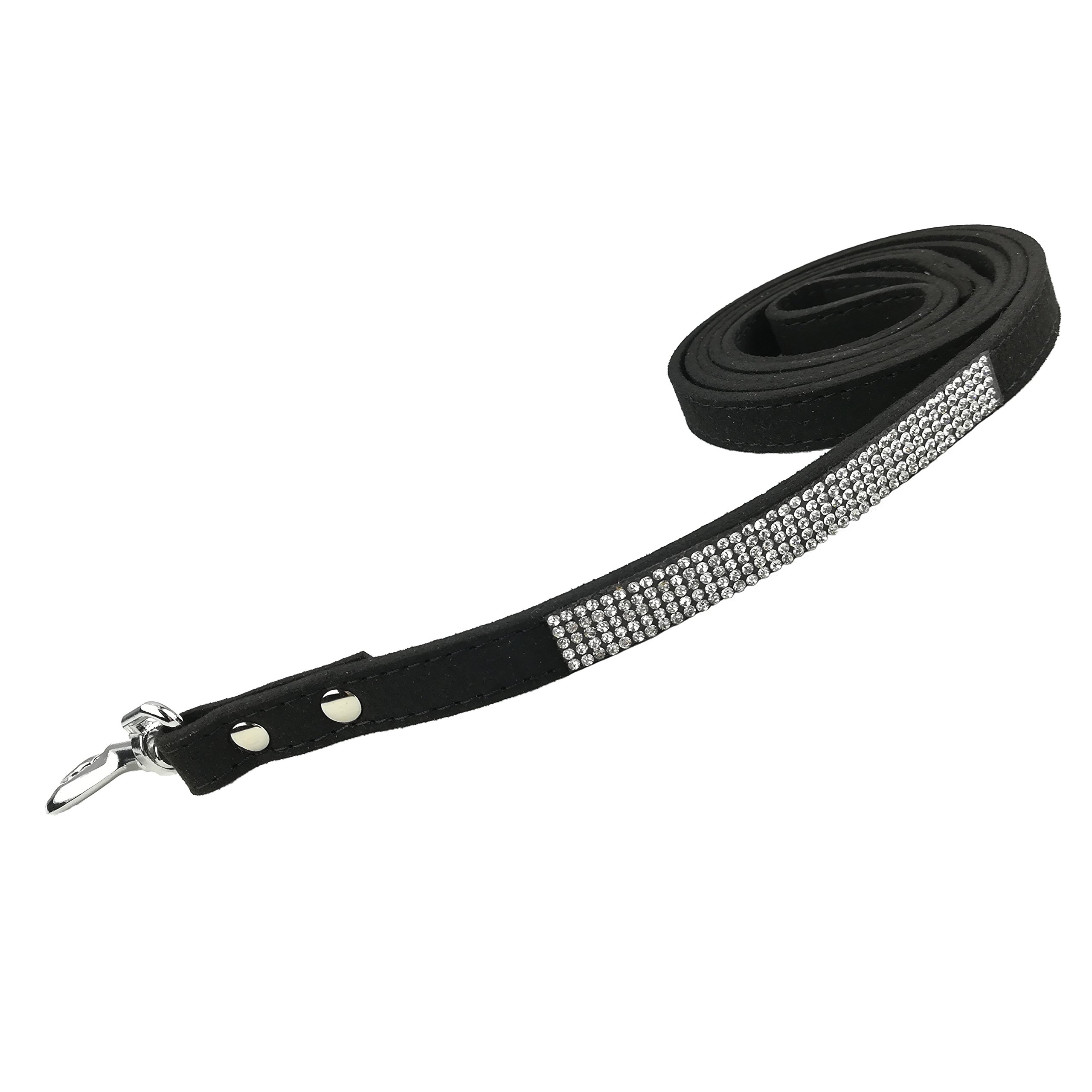Newtensina Pets Leashes Suede Soft Puppies Leash Dog Lead with Diamante for Dogs - Black