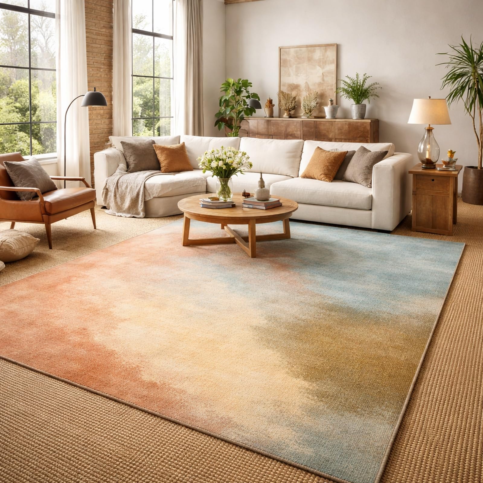 Tapis de salon abstrait 110x200 idéal pour harmoniser les meubles en bois