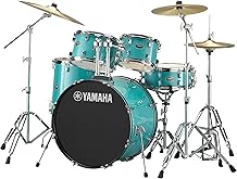 Yamaha Rydeen 5-Piece Drum Set With 22" Bass Drum, Floor Tom, 2 Toms With Ball Clamp And Wood Snare Drum, Turquoise Glitter