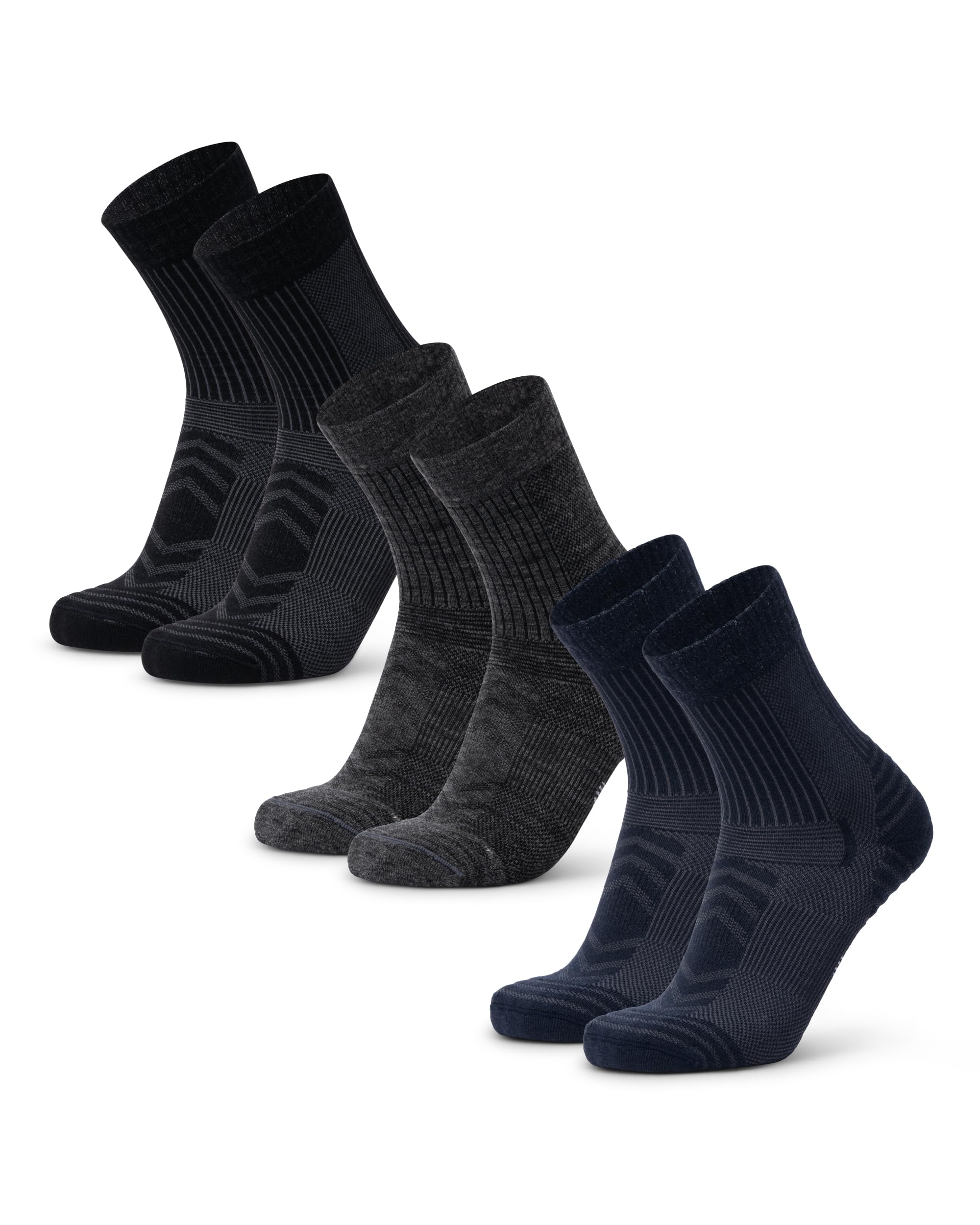 DANISH ENDURANCEHiking Socks, Warm Merino Wool Walking Socks with Lightweight Anti Blister Cushioning for Winter, for Men & Women, Unisex, 3 or 5-PackOEKO-TEX STANDARD 100