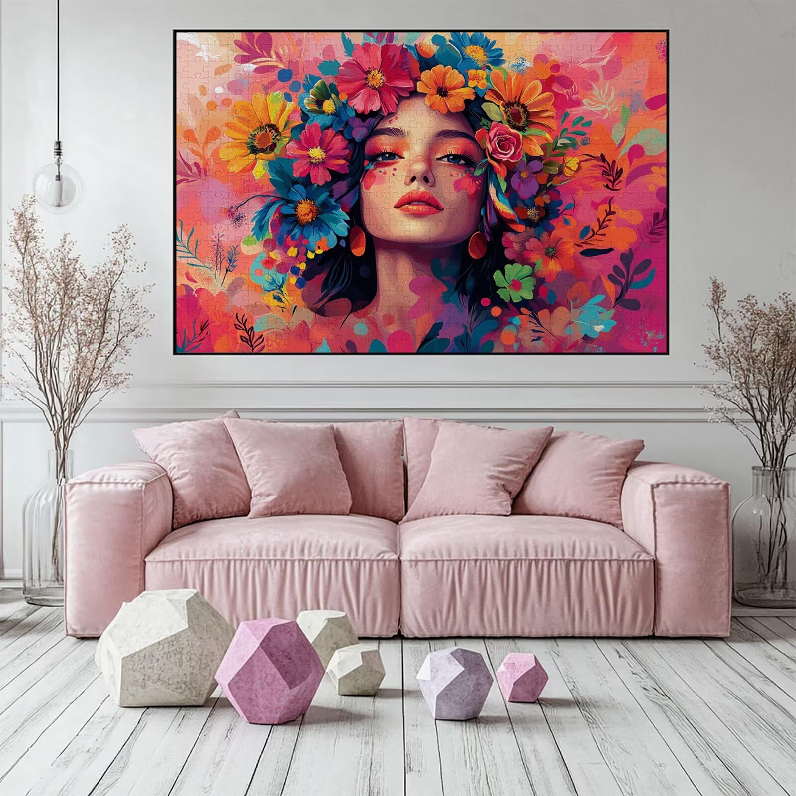 Puzzle 2000 elementów dla kobiet dorosłych kwiaty 100 x 70 cm unikalne rzemiosło klasyczne drewniane układanka 3D do rodzinnych gier aktywnych, układanka do samodzielnego wykonania nawet do dekoracji