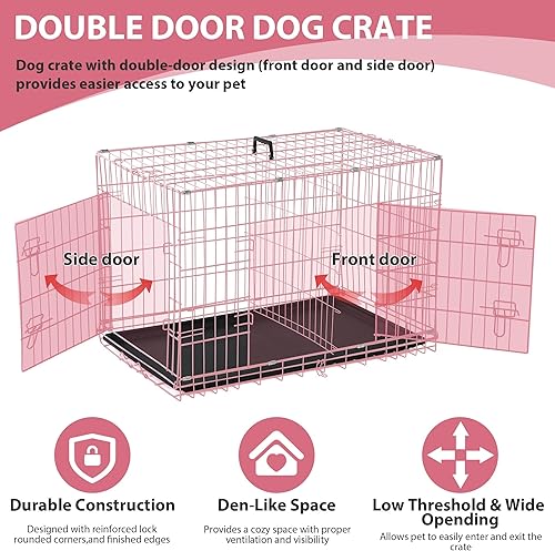 Miniatura 3 de Jaulas extra grandes de 48 pulgadas para perros medianos, plegables de doble puerta, XXL, para perros grandes, para interiores y exteriores, jaulas