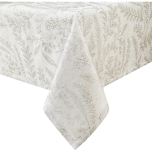 Chassic Elegant Damask Tablecloth for Rectangle Tables, Wrinkle and Stain Resistant Washable Floral Table Cloth, Vintage Toile Table Cover, 60 x 84 inches - Cream