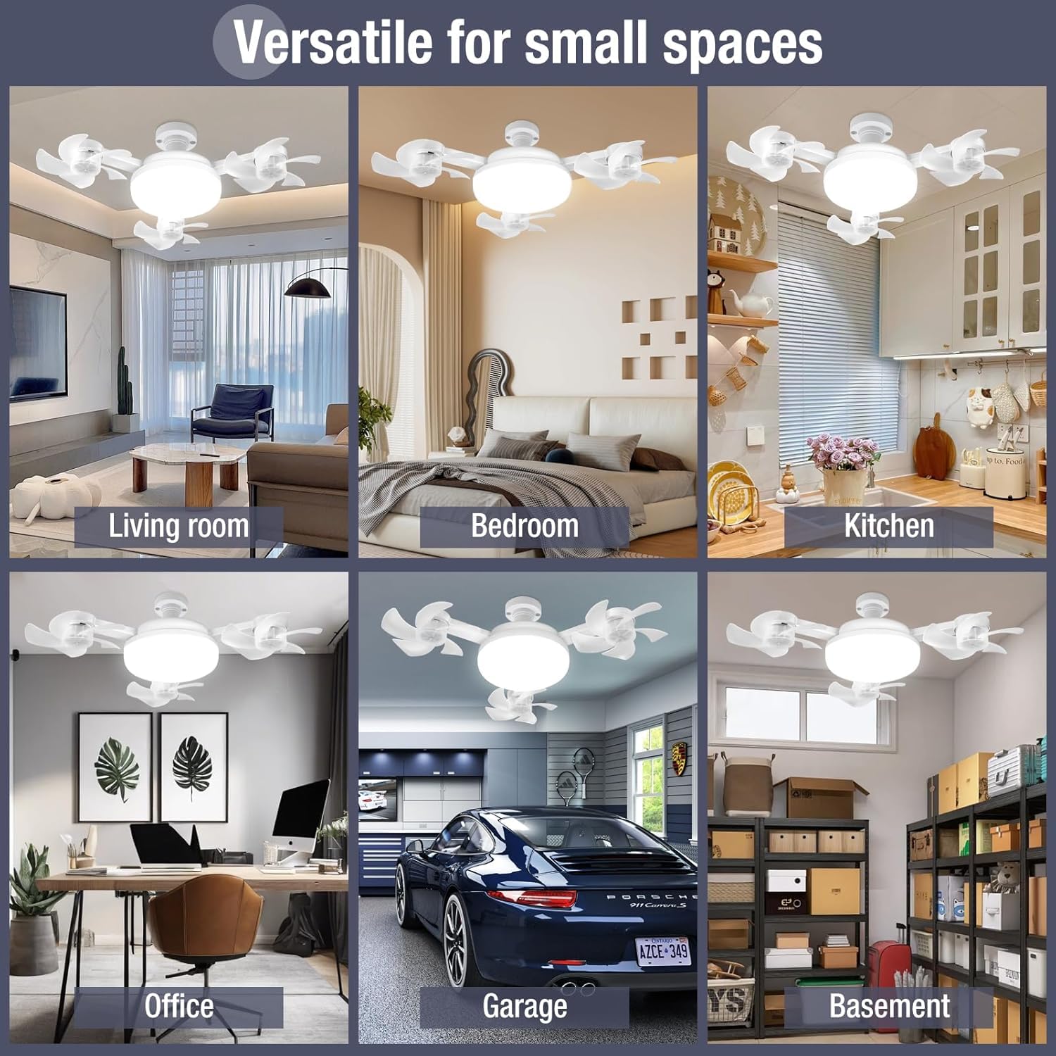 Dimmbar LED Lampe mit Ventilator, Deckenlampe mit Ventilator Leise, Timing, 50W 3-Gang Deckenventilator mit Licht und Fernbedienung (inkl. Lampenfassung E27 mit Verlängerung) für Schlafzimmer Wohnung